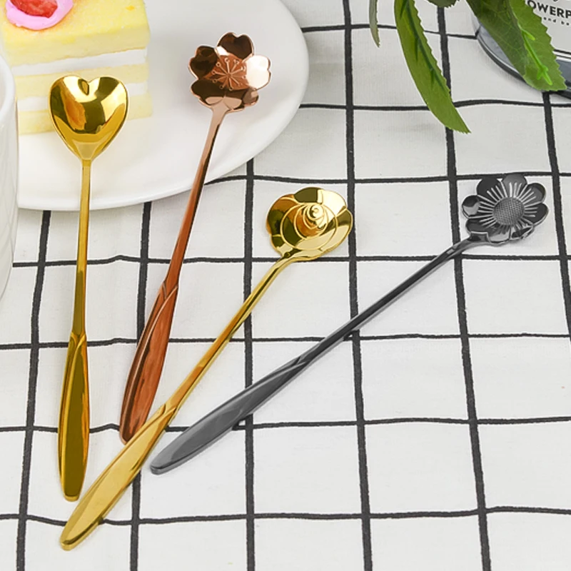 Fheal 4 шт./компл. Нержавеющая сталь цветы в форме перемешивание ложка Столовые
