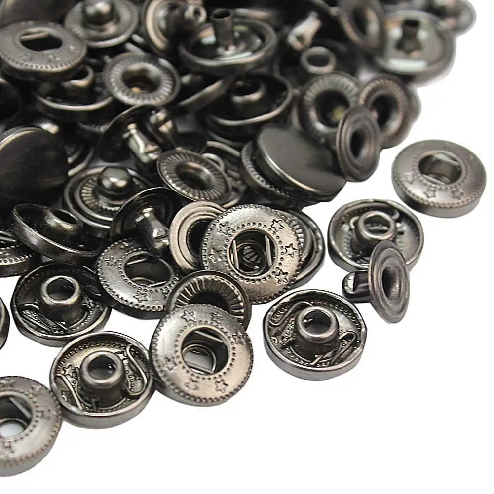 50Pcs/Pack Vintage Style Sewing Metal Snap Press Buttons Black Button For Clothing Bag Leather Craft Acessorios |