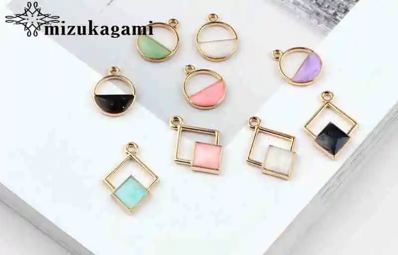 Fashion Round Enamel Geometric Charms 10pcs/lot For DIY Fashion Pendant Earrings Jewelry Making Accessories