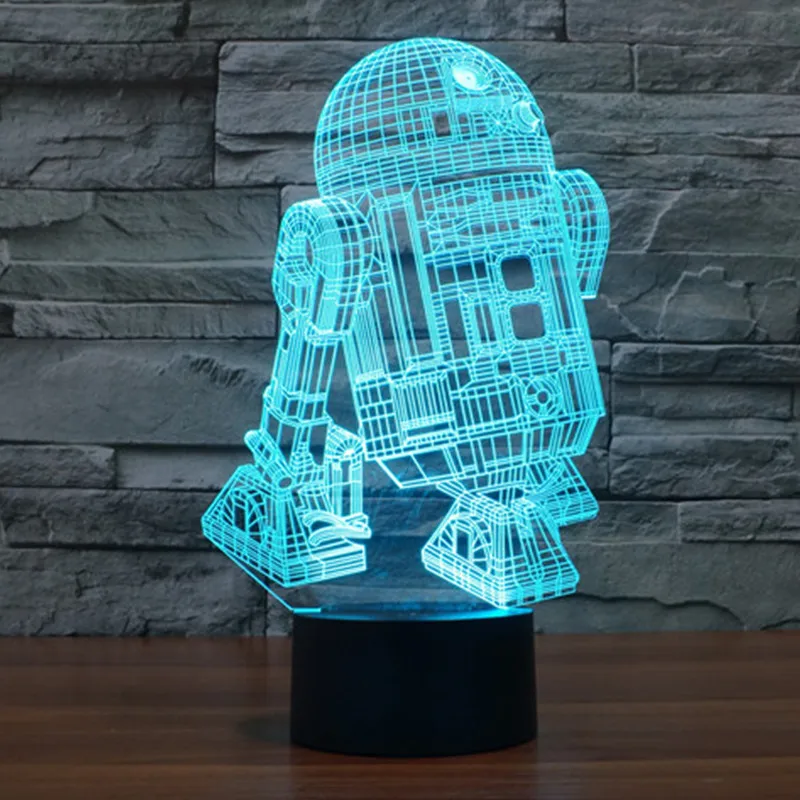 Звездные войны 3D Иллюзия Атмосферу Праздника Декоративные Дети подарок R2D2 Робот