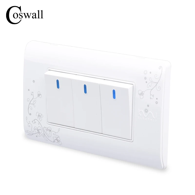 Настенный выключатель COSWALL простой стиль 3 Gang 2 Way ВКЛ./ВЫКЛ. белый цвет светильник