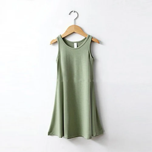 New Baby Girls Dress Brand Summer Beach Style Solid Sleeveless Princess Dresses For Casual Clothing 2-12years | Детская одежда и