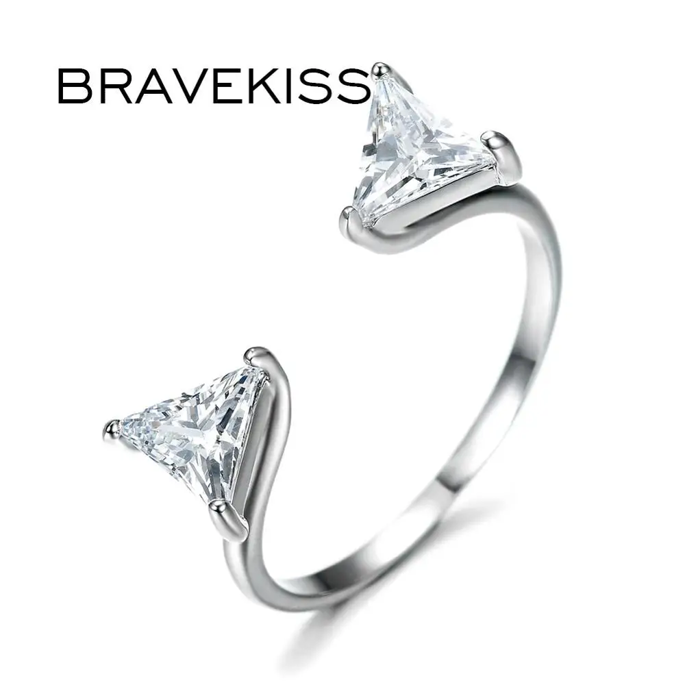 

BRAVEKISS треугольные кольца с фианитом модные регулируемые Открытые Кольца для женщин ювелирные изделия Свадебные подарки аксессуары BUR0216