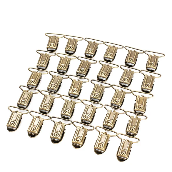 30 шт. подтяжки с металлическими зажимами 25 мм для брюк и комбинезонов бронзовые