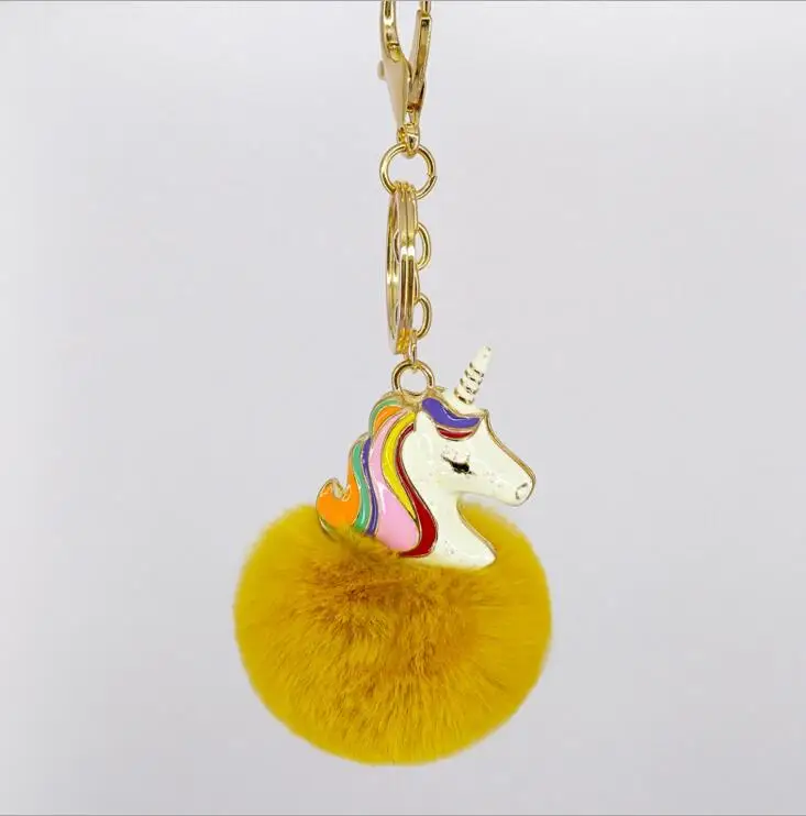 Новое поступление супер мило радуга Лошадь Единорог пушистый меховой помпон
