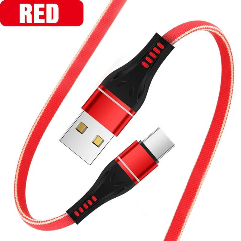 Micro USB кабель 1 м Быстрая зарядка 3,0 кабель для передачи данных usb type-C кабель USB для samsung huawei Xiaomi линия зарядного устройства для мобильных телефонов - Цвет: For Type-C Red