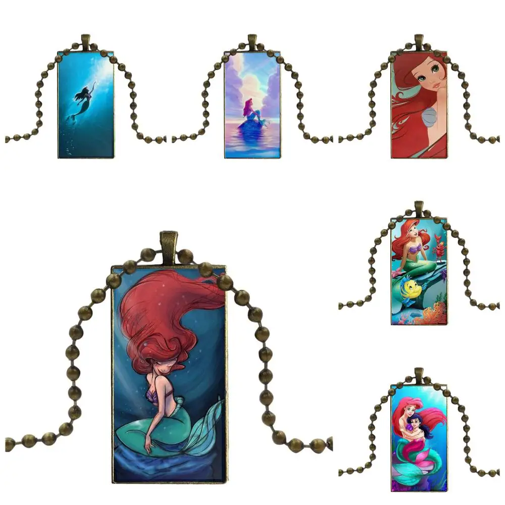 Татуировка Ариэль маленькая Русалка стеклянная подвеска ожерелье ручной работы