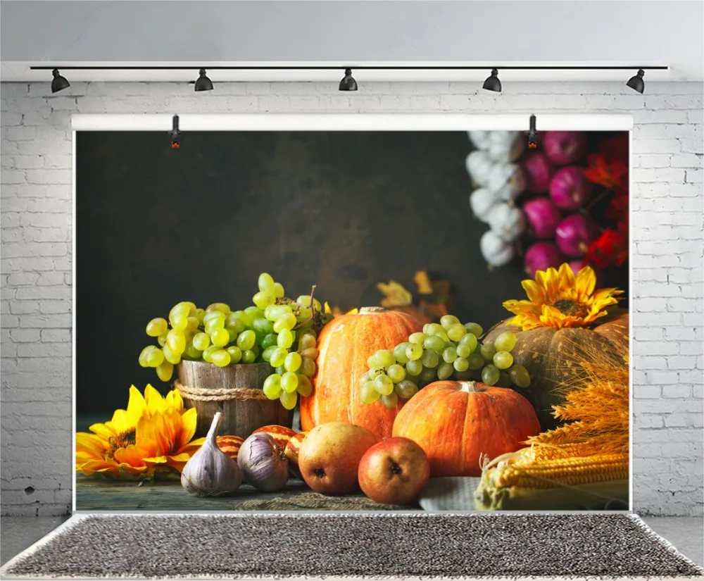 Laeacco фотофоны осенние Фрукты кукуруза овощи цветок Урожай сезон Портретные Фото