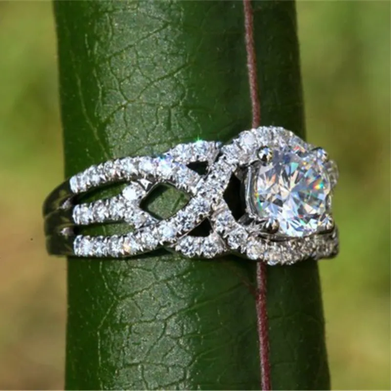 CC обручальные кольца для женщин круглый камень кубический цирконий классическое