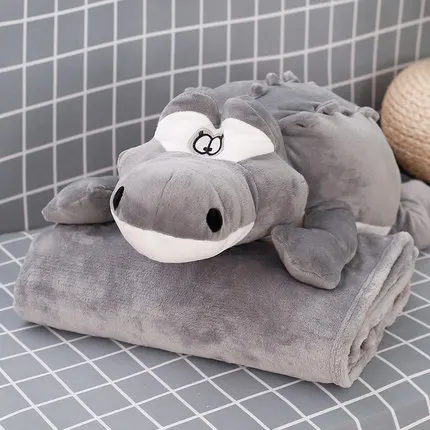 grey croco Мультяшная подушка, одеяло двойного назначения, подушка для сна, для автомобиля, офиса, коралловые колготки, подушка, кондиционер, одеяло - Цвет: grey croco