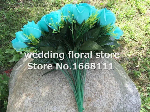 Искусственный мятно зеленый цветок розы Букет (36 головы/шт) цветы пластик Роза