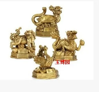 Qinglong тигр четыре животного с хорошо сбалансированной линейкой медных украшений