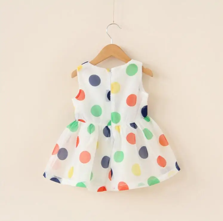 New 2017 Girl's Summer Dress Lovely Colourful Dot Bowknot Baby Girl Newborn Toddlers Clothes For 0-6 year kids | Детская одежда и