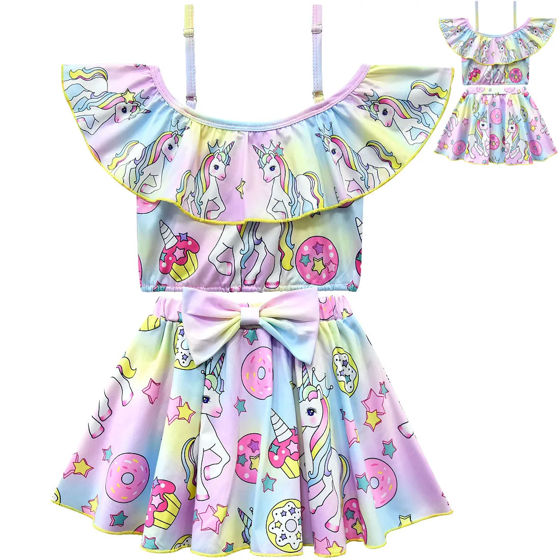 Toddler Infant Kids Baby Girl Cartoon Unicorn Swimsuit wear for Swim Girls Summer Vintage Benchwear Dress Bathing Suit 8043 | Детская