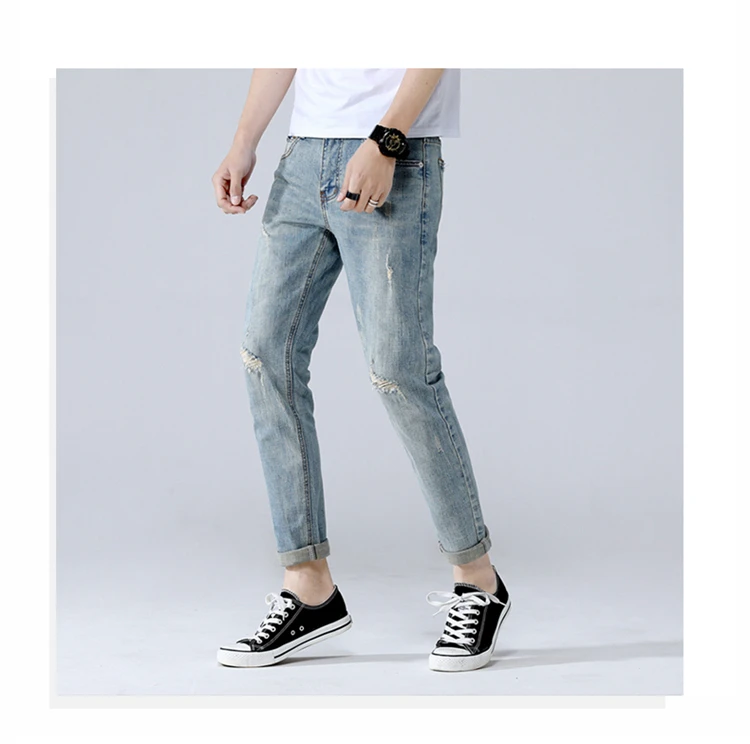 Для мужчин джинсы Classis Винтаж серый Slim Fit прямые мужские джинсы деним Повседневные длинные брюки ретро брюки брендовые джинсы niu2053