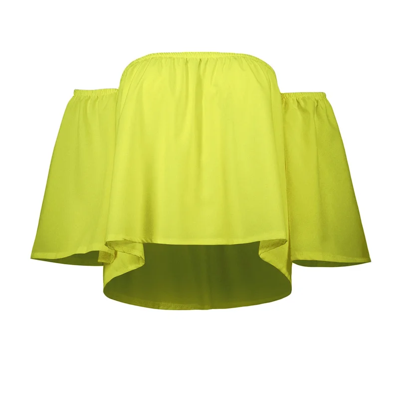 

Women Blouses Loose Seven-sleeve Chiffon Solid Color Shirt Slash Neck Tops Office Lady Short Plus Size Women Blouses