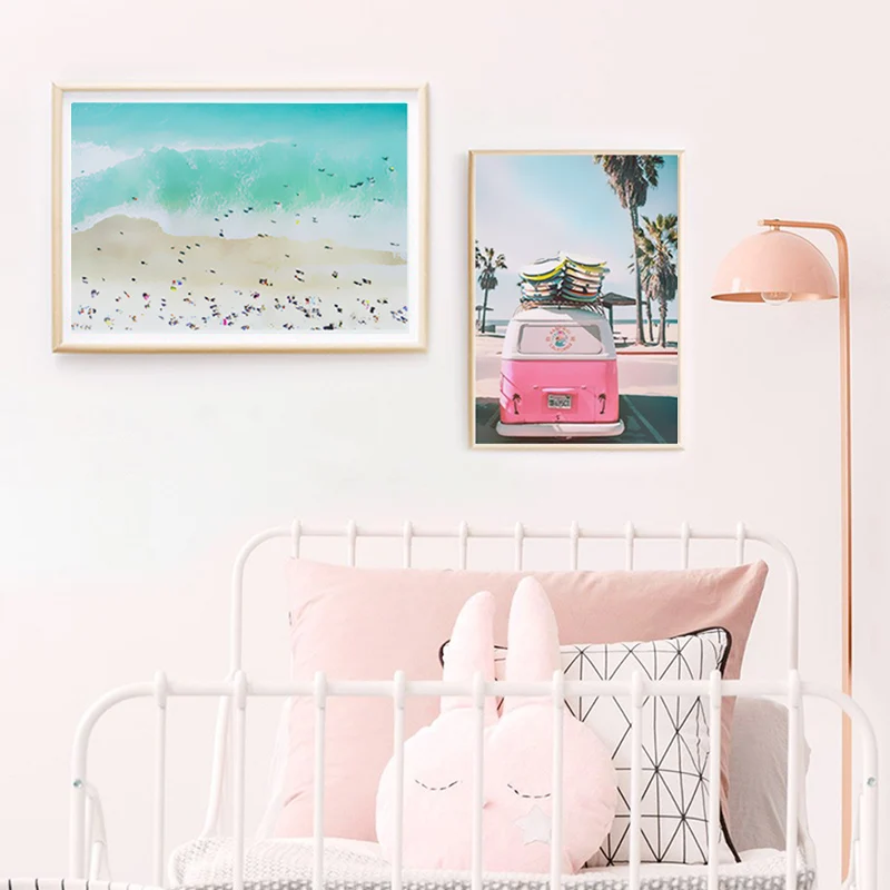 Nordic Car Sea View Poster Canvas Painting Drawing Modern Wall Picture For Kit Living Room Home Decor | Дом и сад