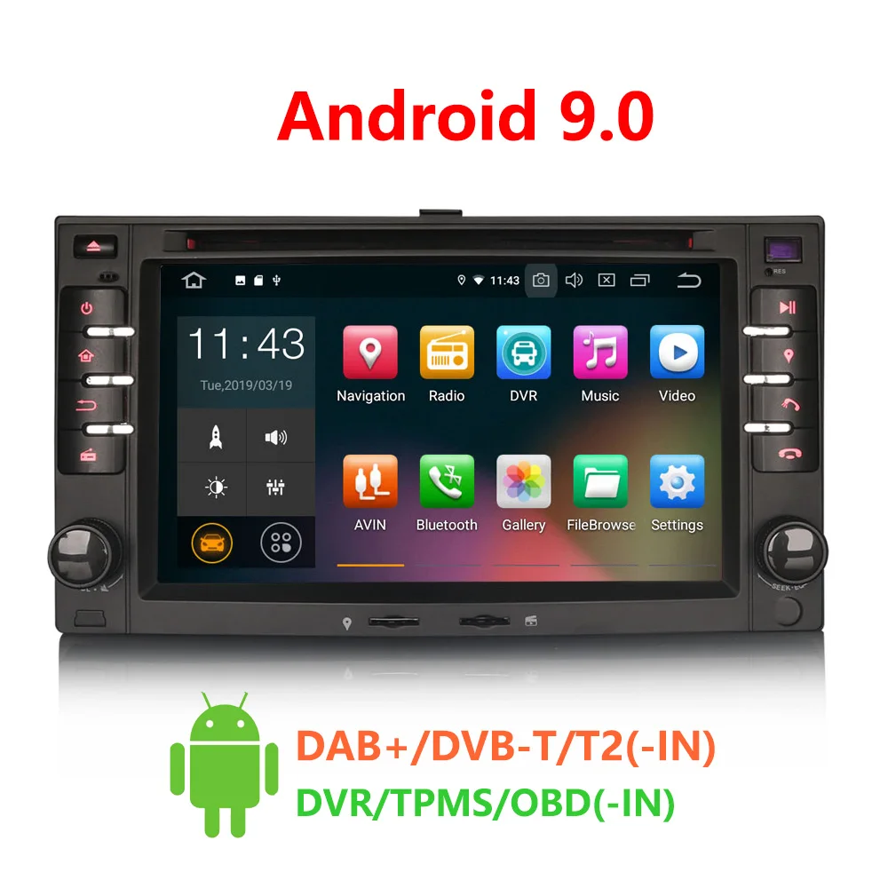 Erisin 4832 6 2 &quotAndroid 9 0 автомобильный мультимедийный плеер Навигация DVD GPS