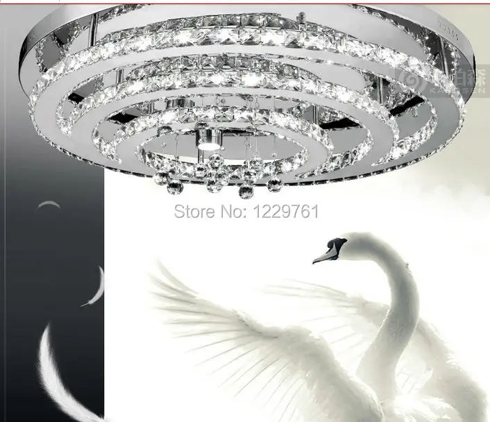 Modern LED round crystal lamp simple living room ceiling stainless steel dining lighting | Лампы и освещение