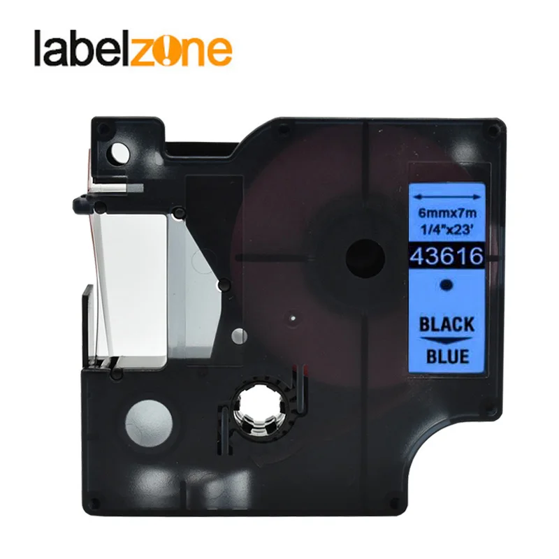 1 шт. 43616 1/4 &quot(6 мм) x 23&quot (7 м) черный на голубом совместимый с dymo D1 PNP 6 мм принтеры