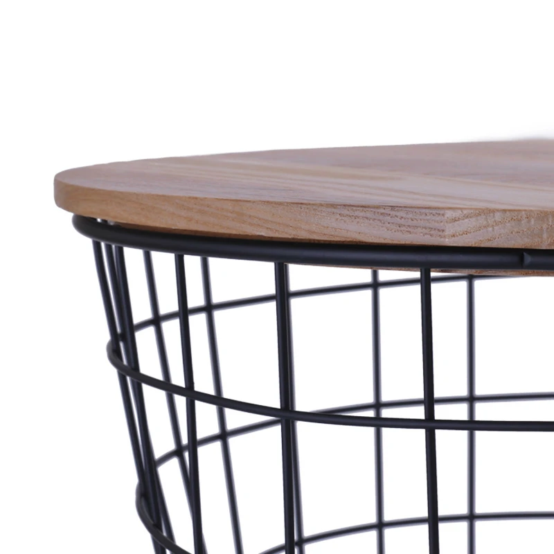 Металлический чайный столик с железной проволокой и деревянным верхом|multifunction