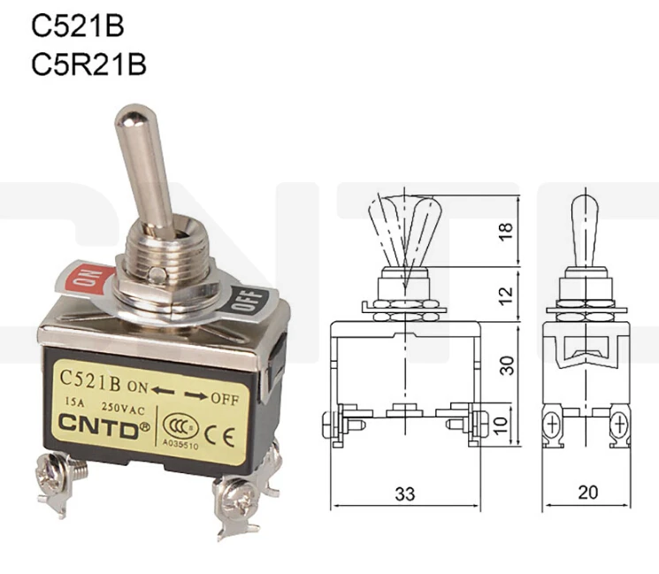 Двухполюсный мини переключатель C521B C5R21B 15A 250VAC|switch switch|switch toggleswitch 15a |