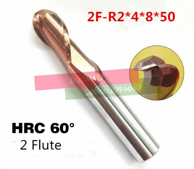

2F-R2.0 HRC60,carbide Square Flatted End Mills coating:nano TWO flute diameter 4.0 mm, The Lather,boring Bar,cnc,machine