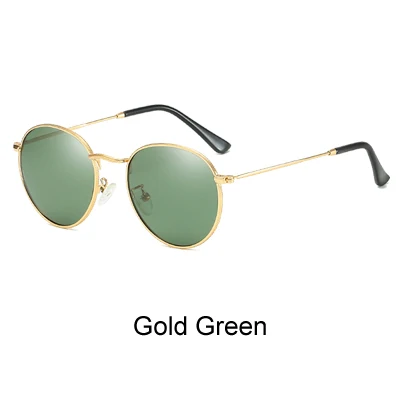 Gold Green Ralferty, поляризационные солнцезащитные очки, женские, брендовые, Ретро стиль, круглые солнцезащитные очки, женские оттенки, для женщин, Sunglases gunes gozlugu J3447 - Цвет линз: Gold Green
