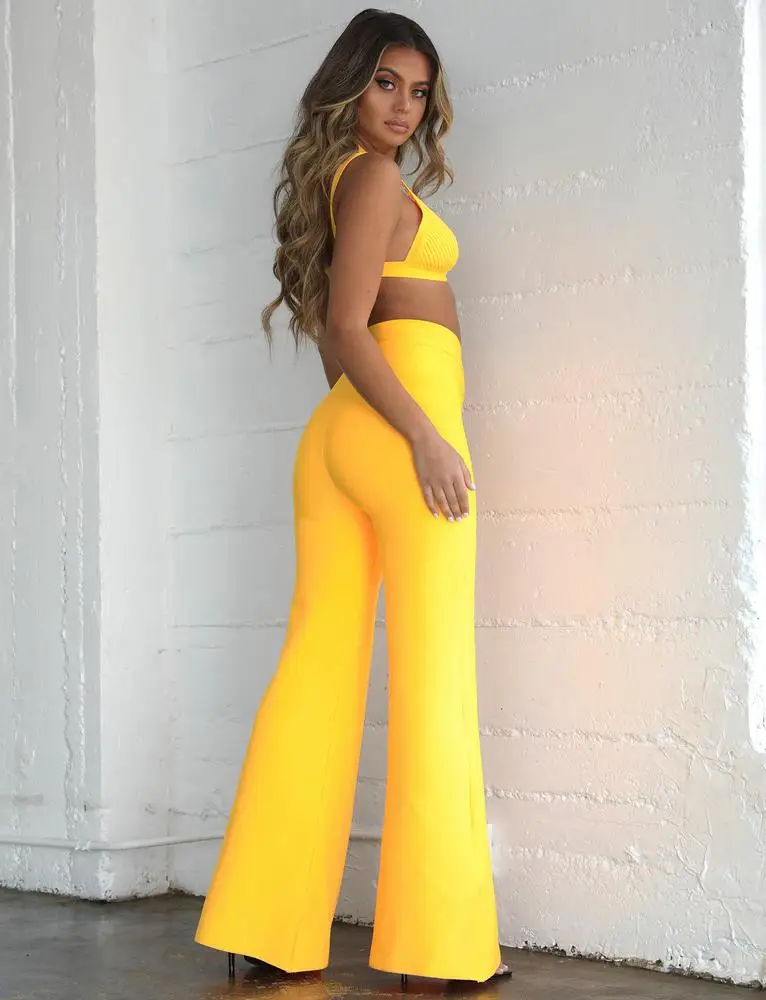 

2019 NEW Women orange red two Piece jumpsuits v neck off shoulder elegant Bodycon Celebrity evening Party Bandage Jumpsuits