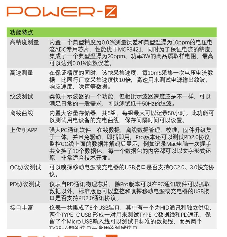 POWER-Z PD USB напряжение и ток пульсация двойной тип-c тестер KM001C