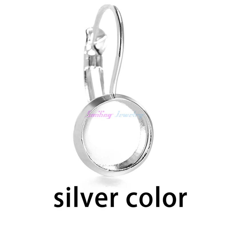 Silver color 100 шт 8 мм-25 мм Камея стеклянный кабошон DIY бронзовые посеребренные латунные крючки для сережек заготовки оправы Французский рычаг основа для сережек - Цвет: Silver color