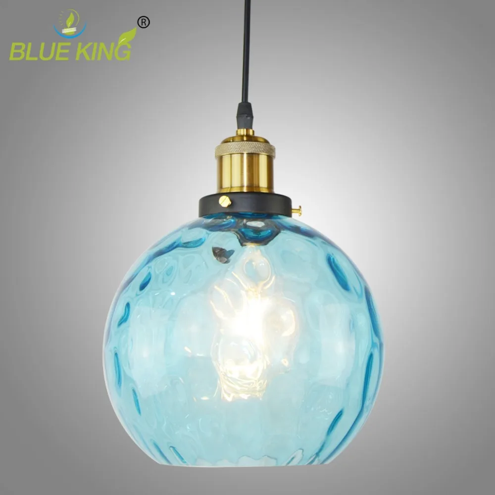 Blueking современный Глобус ар деко подвесной светильник Лофт синего стекла E27 EDISON