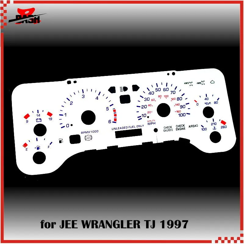 DASH EL Glow Gauge для Jeep Wrangler TJ белые с синим и зеленым светом 100 миль/ч 6000 об/мин|gauge|gauge light