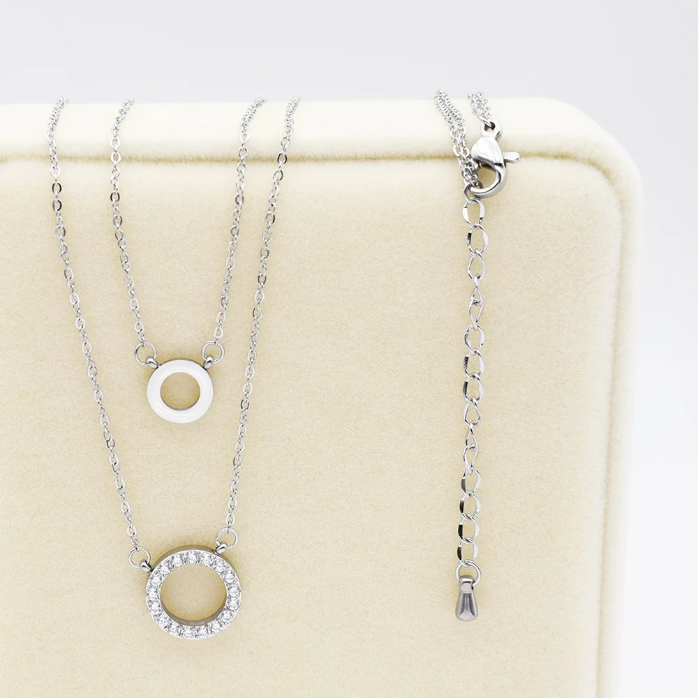 Новое модное дизайнерское женское ожерелье из нержавеющей стали циркониевое