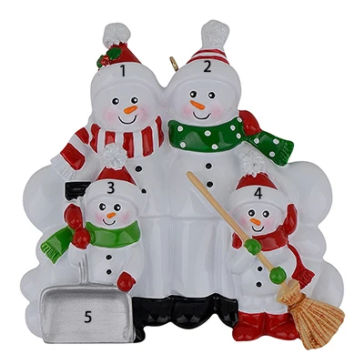 Снеговик из смолы новогодняя игрушка с селфи-палкой 3 Polyresin елочные украшения персонализированные подарки домой украшение праздника - Цвет: Family of 4