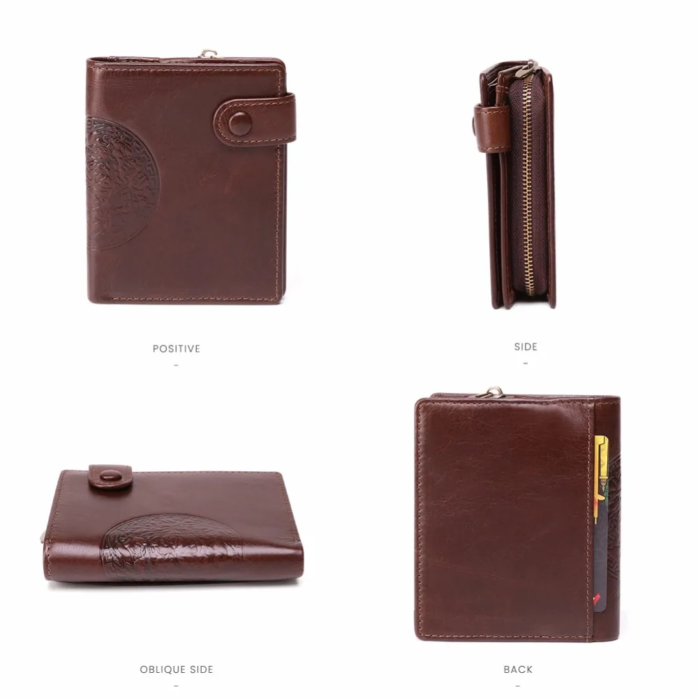 Мужской кошелек из натуральной кожи короткий бумажник с RFID маленькая монетница