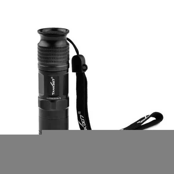 TANK007 водонепроницаемый TK307-1 CREE XR-E Q5 180LM 1-режим фонарик ж/ремешок-черный(1*16340/1* CR123A