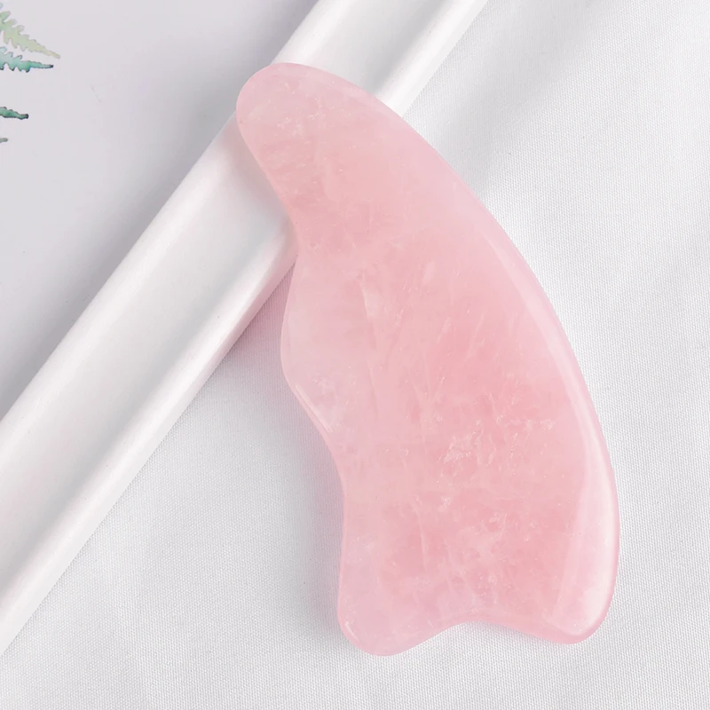 Нефритовый массажер gua sha, камень, натуральный розовый кварц, инструмент для акупунктурного массажа лица, скребок для спины и ног, уход за кожей, подтяжка лица, 1 шт