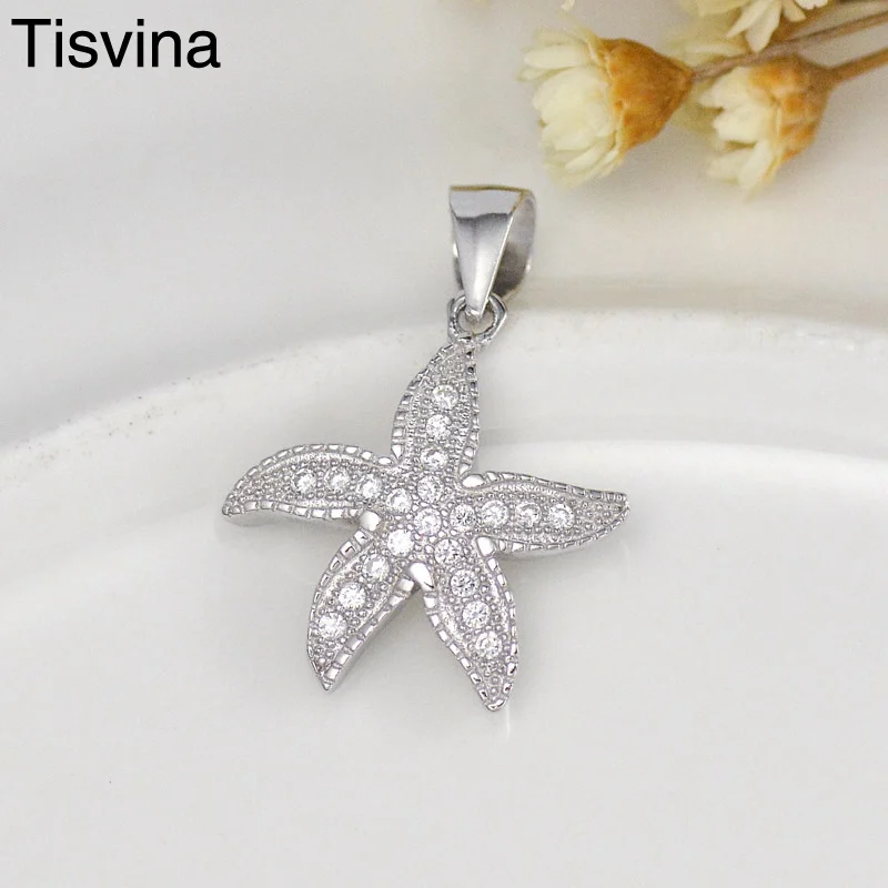 Tisvina 2018 ожерелье с морской звездой подвески для женщин Настоящее серебро 925 пробы