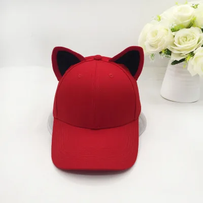 Black ears red edge Новая бейсболка с кошачьими ушками из чистого хлопка, Кепка для конного спорта, Женская милая Кепка topi - Цвет: Black ears red edge