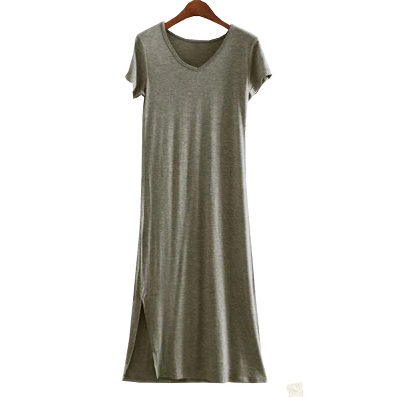 Женское платье с коротким рукавом длинное приталенное из модала v образным