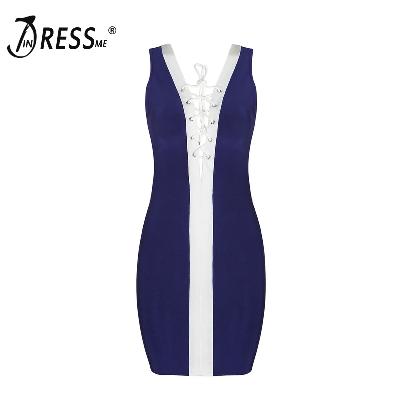 INDRESSME 2017 Сексуальное мини кружевное платье на молнии с глубоким v-образным