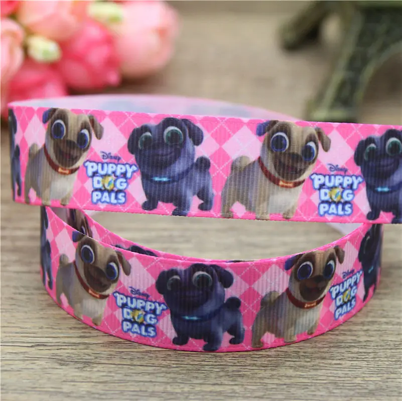 DHK 7/8 'Ƌ ярдов собака мультфильм печатных grosgrain ленточный аксессуар hairbow