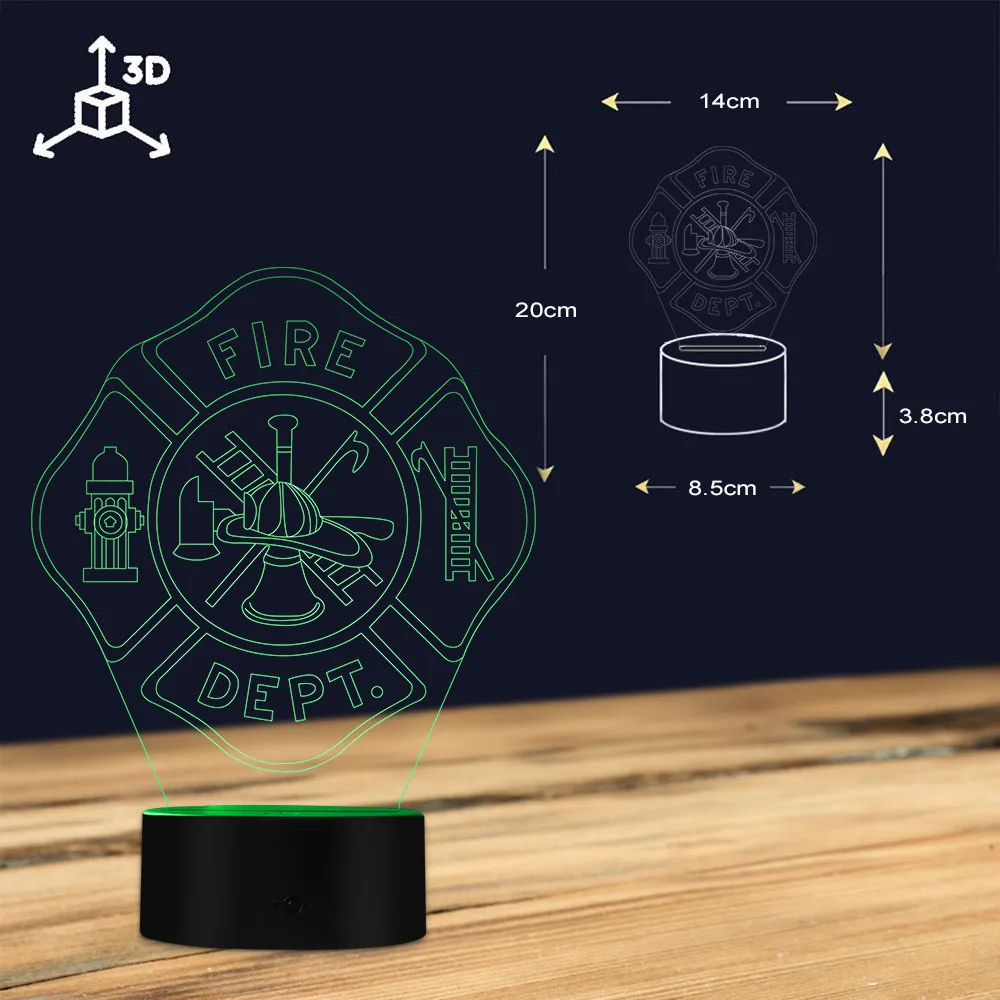 Пожарная табличка отдела ручной работы спроектированная 3D настольная лампа