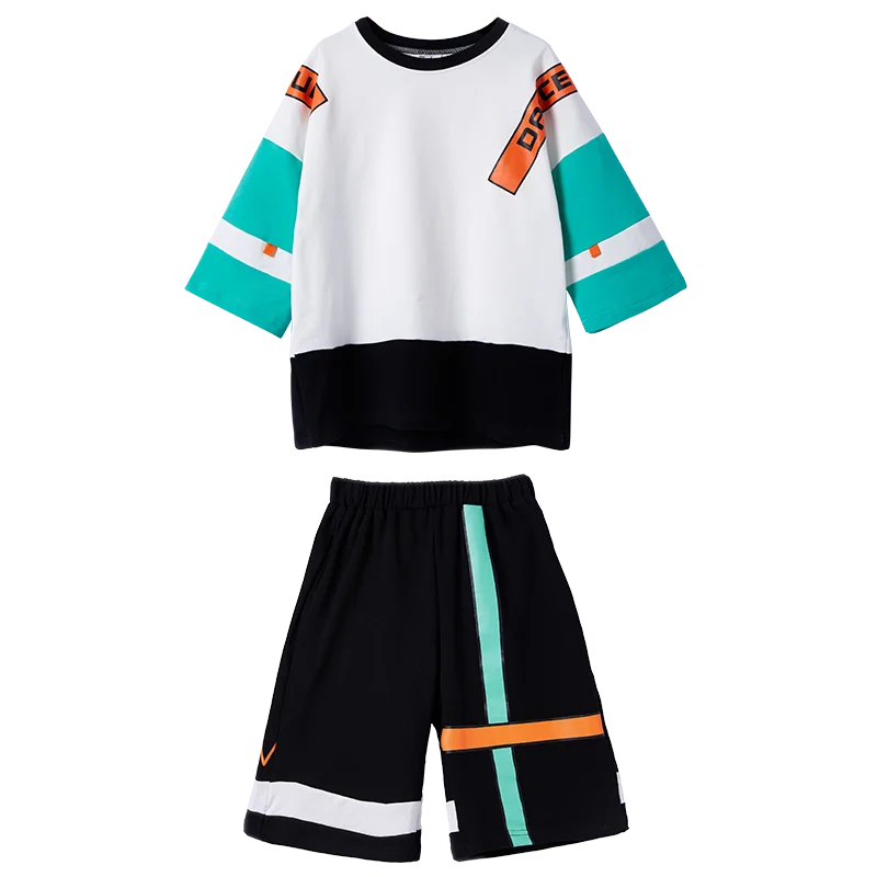 

Summer Children'S Jazz Dance Clothes Boys Hip Hop Loose Dancing Street Dance Clothes Hiphop Kids Performance Costumes DWY1614