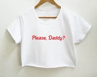 sugarbaby please daddy graphic print womens crop shirt short sleeve summer girls chic tops cropped t shirt drop ship