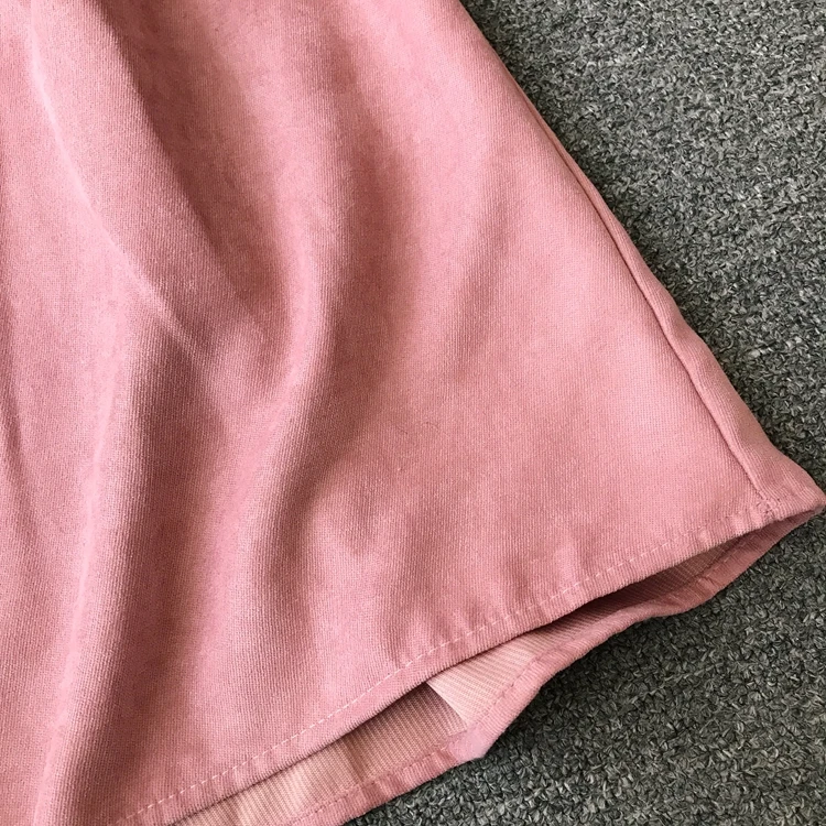 ALPHALMODA винтажное женское платье с отложным воротником и высокой талией с длинными рукавами, однобортное осеннее платье из замши