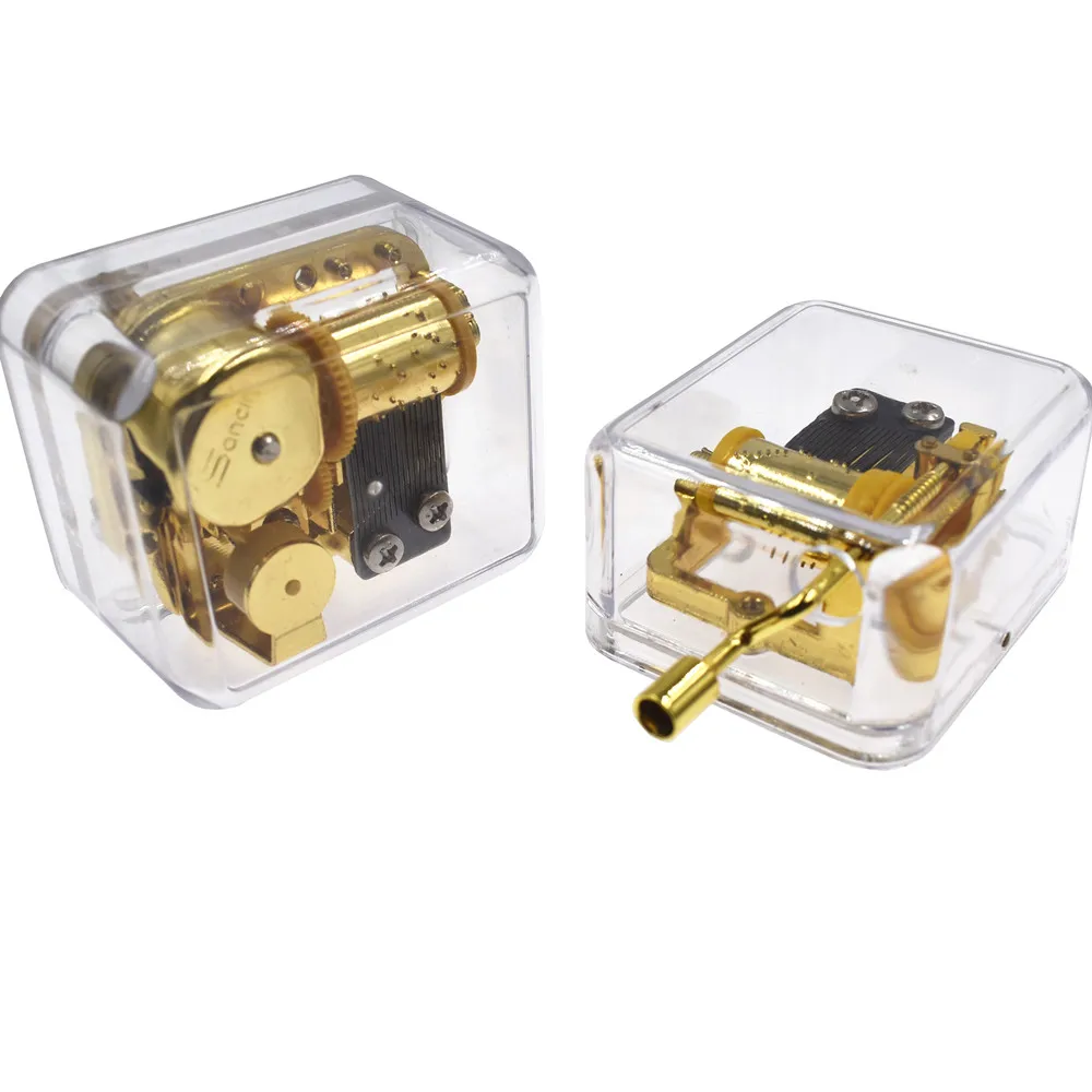 Акриловая пластиковая музыкальная шкатулка Laxury для пары с ручкой и пружиной