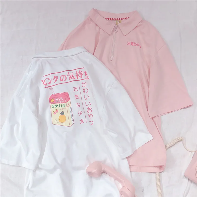 Футболка с короткими рукавами принтом из мультфильма Harajuku Корейская футболка
