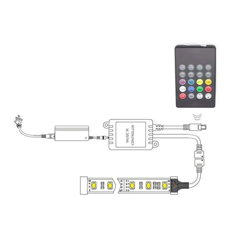 100pcs DC 12V 24V 20key LED RGB Music Controller Sound Sensor With IR Remote Control For SMD 5050 Rigid Strip Lights | Лампы и